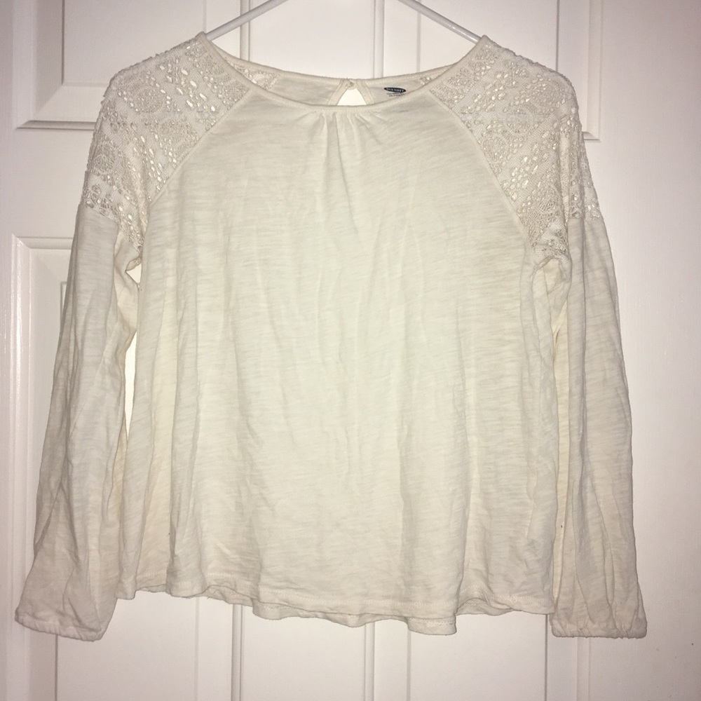 Girls white Long sleeve top